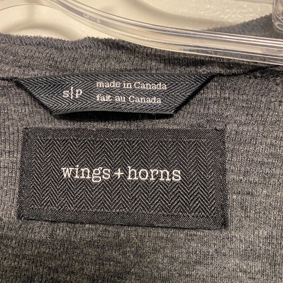 WINGS & HORNS grey henley, size S - Picture 3 of 4